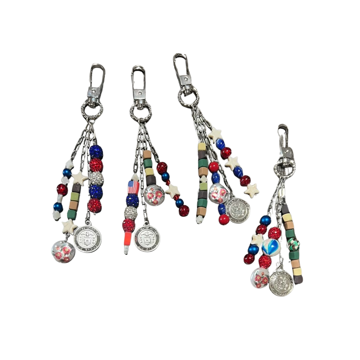 Patriotic Beaded Keychain Celebrate the Branch of Service