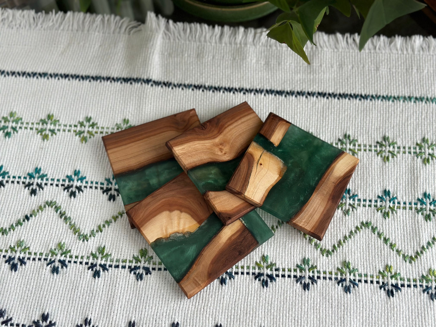Hardwood & Epoxy Coasters (set of 4- select style)