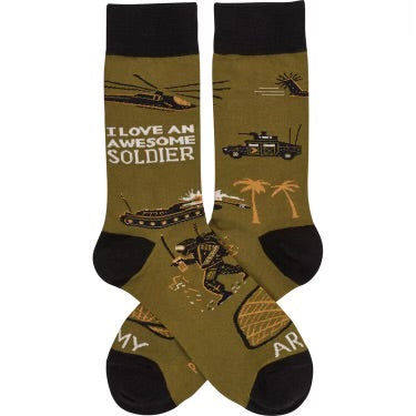 I Love an Awesome Soldier Socks