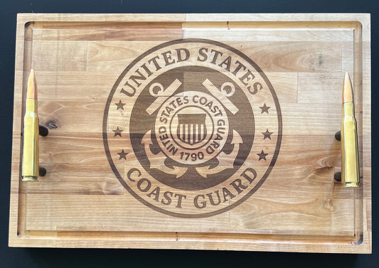 Military Branch Engraved Wood Serving Tray and Wall Decor