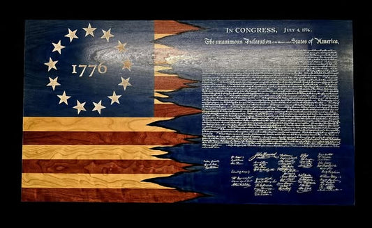 Declaration of Independence Blue Patriotic Wooden Bookmark – Handcrafted by U.S. Veterans