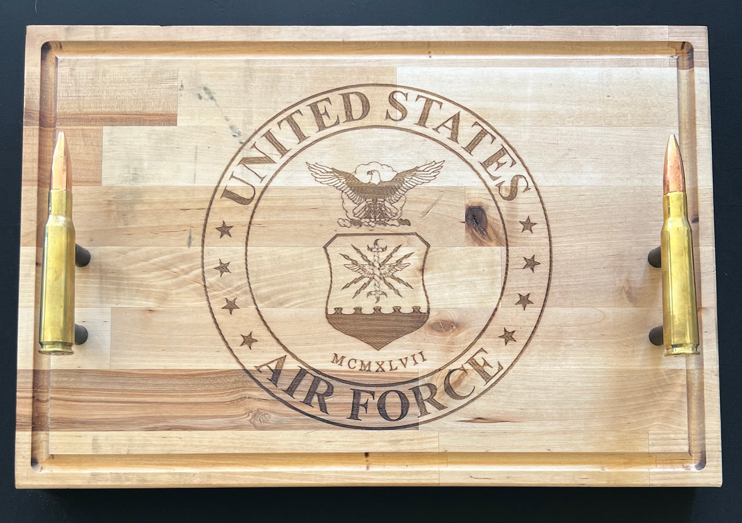 Military Branch Engraved Wood Serving Tray and Wall Decor