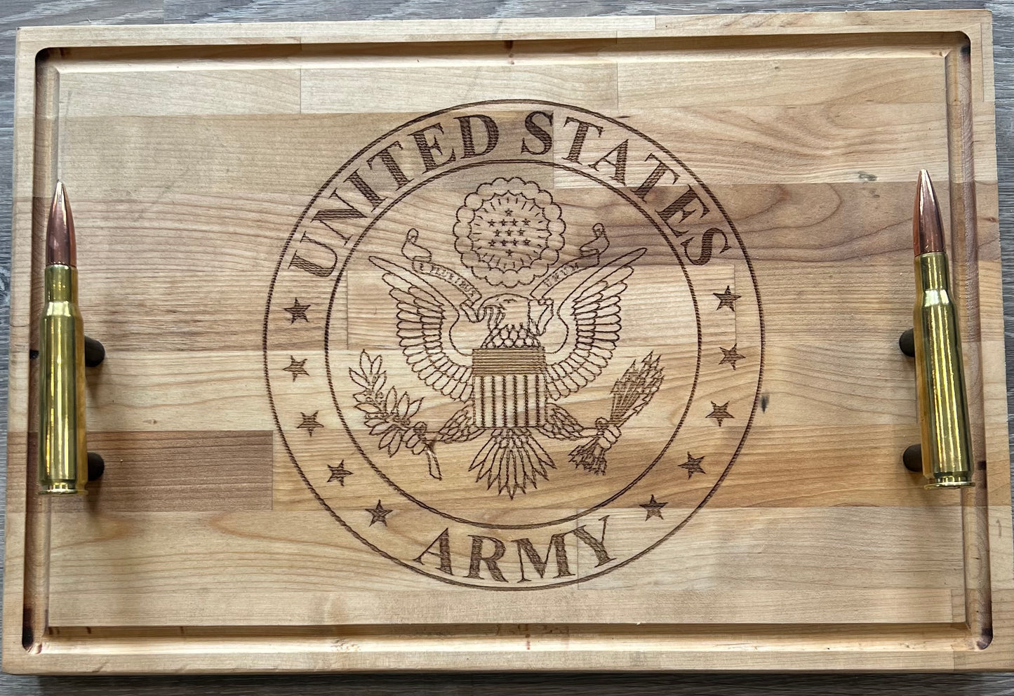 Military Branch Engraved Wood Serving Tray and Wall Decor