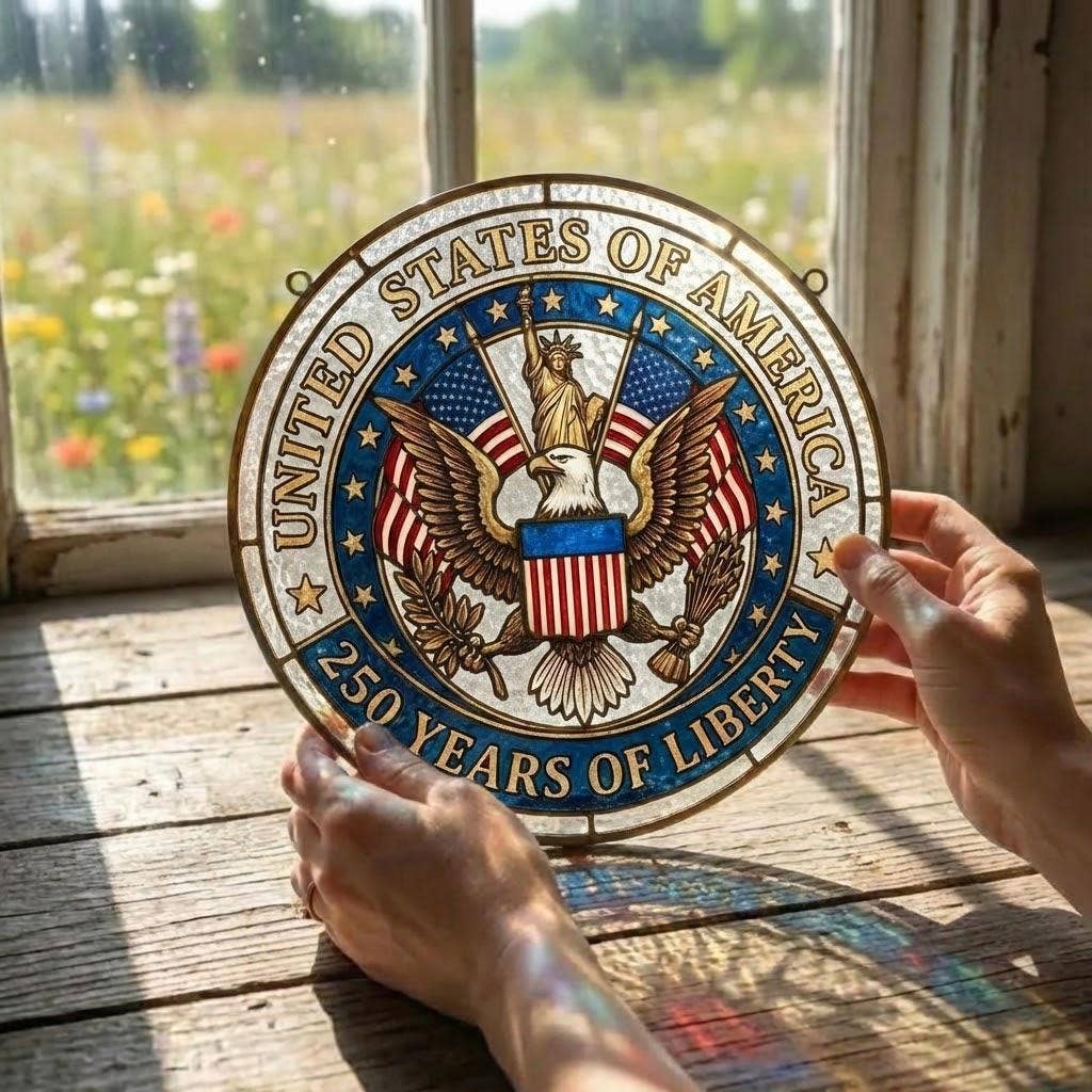 America 250th Anniversary Stained Glass Suncatcher