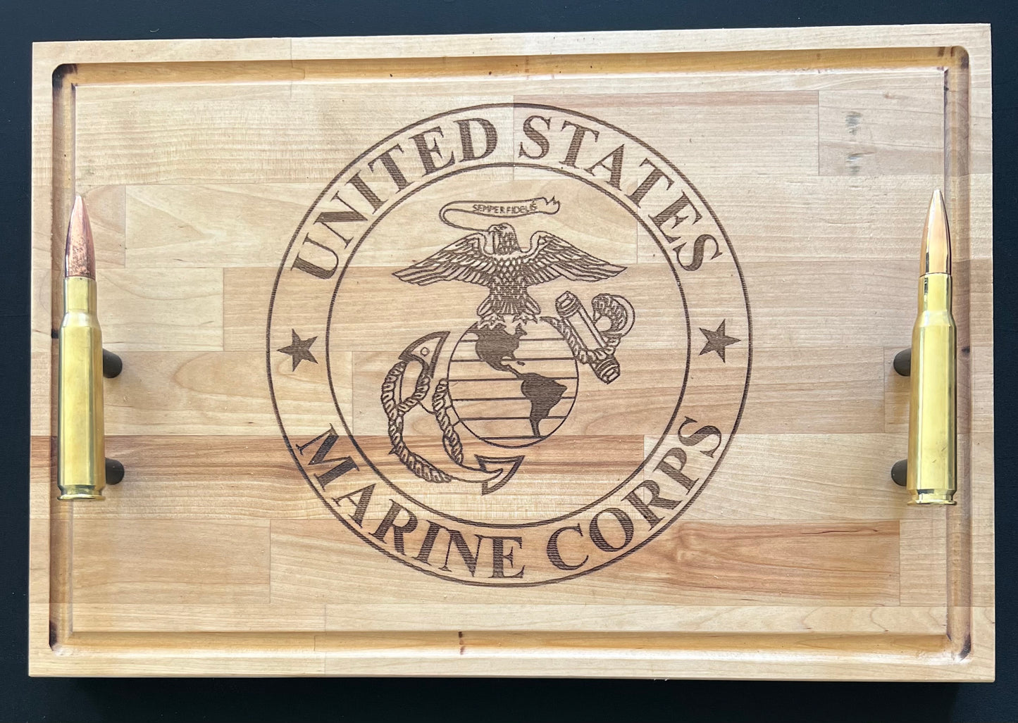Military Branch Engraved Wood Serving Tray and Wall Decor