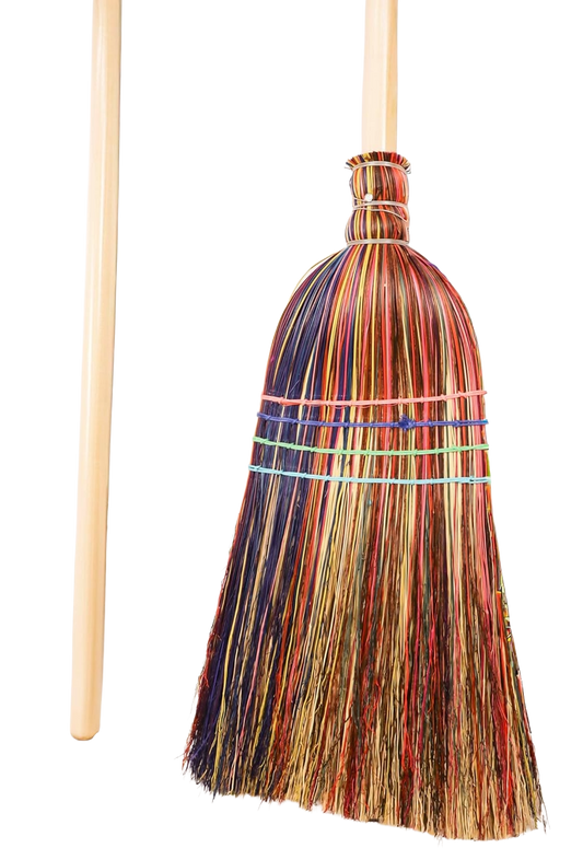 Handmade Farmhouse Broom – Traditional Broomcorn Sweeper, Rustic Country Decor & Functional Cleaning Broom Made in USA