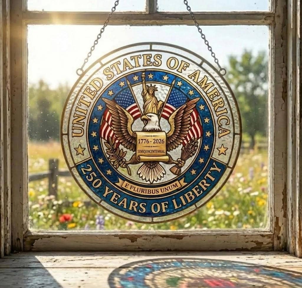 America 250th Anniversary Stained Glass Suncatcher