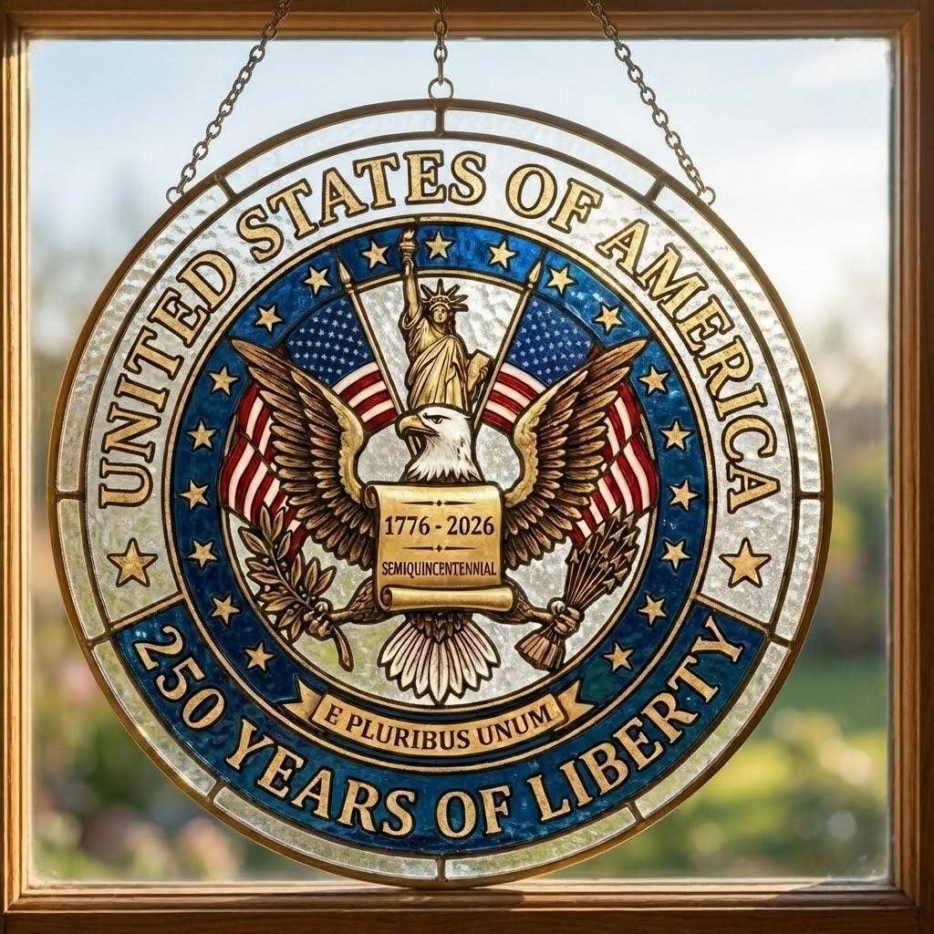 America 250th Anniversary Stained Glass Suncatcher